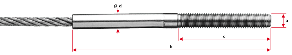 M8 Swaged External Threads for 5mm Wire Rope - Jakob